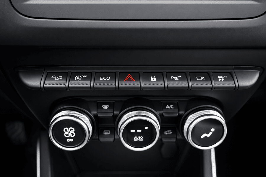 Car dashboard control panel close-up