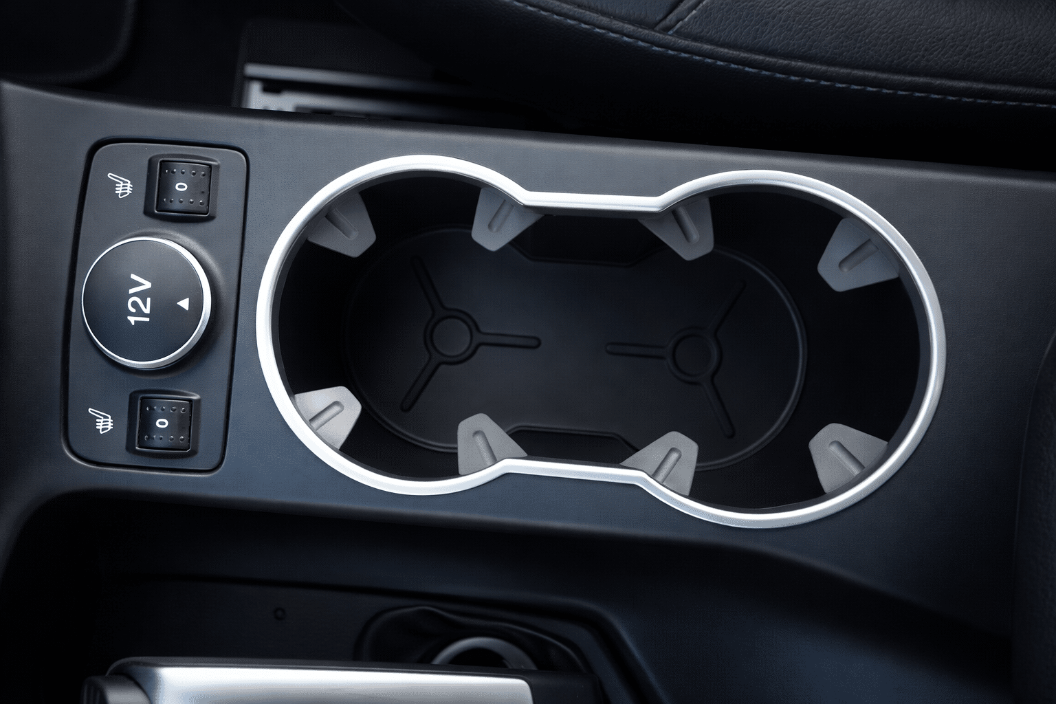 Modern car interior with cup holder details